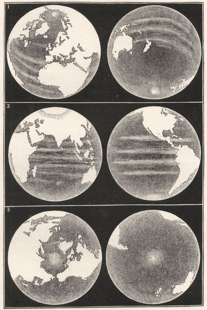 WORLD. Earth Globe, continents seas Hemisphere terrestrial maritime Equator 1877